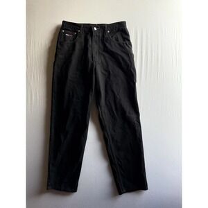 Tommy‎ Hilfiger Jeans Mens 33x32 Black Denim Straight Leg Pants Tommy Jeans Logo